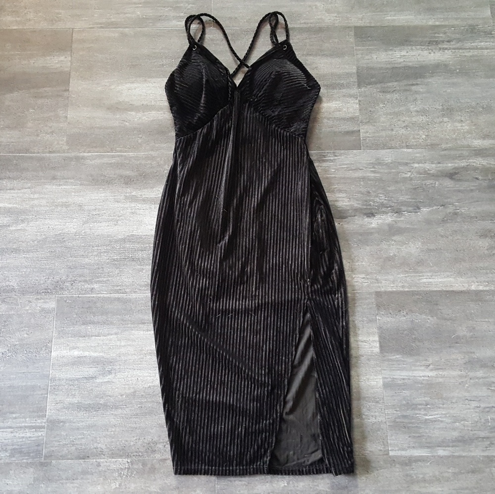 Black Velvet Fashion Nova Ribbed Midi